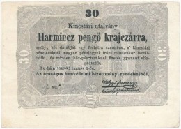 1849. 30kr 'Kossuth Bankó' Csillagozott Soroszatszám, Félrecsúszott Nyomat T:III - Sin Clasificación