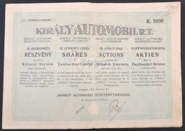 Budapest 1923. 'Király Automobil Részvénytársaság' 25 Részvénye... - Zonder Classificatie