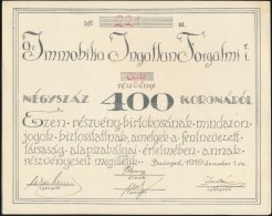 Budapest 1919. 'Az Immobilia Ingatlan Forgalmi Részvénytársaság'... - Sin Clasificación