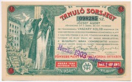 Budapest 1903. 'Tanuló Sorsjegy' 1K értékben, Felülbélyegzéssel T:I- - Non Classés