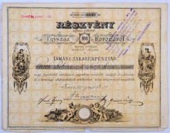 Tamási 1897. 'A Tamási Takarékpénztár' Részvénye 100K-ról... - Unclassified