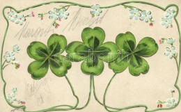 T1/T2 Clovers, Floral Emb. Litho Greeting Card, Erika Nr. 3164 - Non Classificati