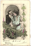 T2 Karácsonyi üdvözlet / Christmas Greeting Card, Couple, Art Nouveau - Ohne Zuordnung