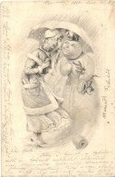 T2/T3 Boldog Újévet! / New Year Greeting Card, Lady With Snowman (EK) - Unclassified