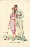 T2/T3 'Flirting Between The Game' Couple Playing Golf, Art Postcard, S: Linger (EK) - Ohne Zuordnung