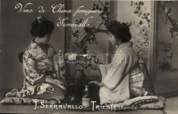 T2 'Vino Di China Ferruginoso Serravallo' / Chinese Wine Advertisment Of J. Serravallo, Japanese Geishas, Folklore - Unclassified