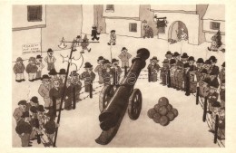 ** T1 1933 Chicago World's Fair Art Postcard, They Admire The Old Gun; Messrs Wellens & Godenne S: Jean Dratz - Unclassified