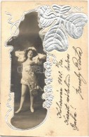 T2/T3 Lady, Silver Emb. Art Nouvea Postcard (EK) - Ohne Zuordnung