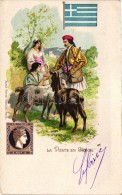 T2 La Poste En Grece; Kunzli Freres Editeurs / Greek Post, Folklore, Litho - Non Classés