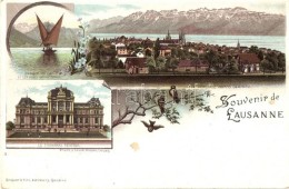 ** T2 Lausanne, Barque De Lac, Le Tribunal Federal, Birds, Floral, Litho - Unclassified