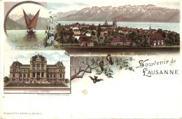 ** T2 Lausanne, Barque De Lac, Le Tribunal Federal, Birds, Floral, Litho - Non Classificati