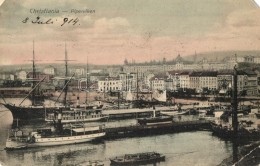 T4 1914 Oslo, Christiana, Piperviken / Port, Bay, Steamships, Sailboats + '1914 JUBILAEUMS UTSTILLING, CENTENARY... - Unclassified