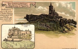 ** T2 Dagsbourg, Dagsburg; Schlossfelsen Mit Kapelle / Castle Ruins, Chapel, Litho - Non Classés