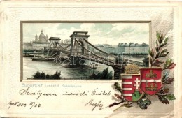 T4 Budapest, Lánchíd, Bazilika, Magyarország és Budapest Címerei, Litho, Floral... - Unclassified