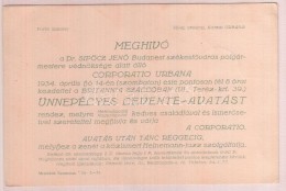 1934 Bp., Meghívó A Corporatio Urbana ünnepélyes Leventeavatására és... - Sin Clasificación