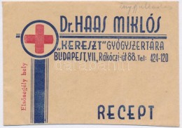 Cca 1920-1930 Dr. Haas Miklós 'Kereszt' Gyógyszertárának(Bp.VII.)... - Unclassified