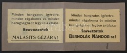 Cca 1922 Szavazzatok Bernolák Nándorra / Malasits Gézára. 2 Felragasztott... - Unclassified