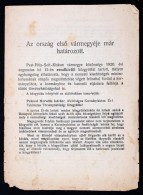 1920 'Az Ország ElsÅ‘ Vármegyéje Már Határozott.' C. Röplap.... - Sin Clasificación