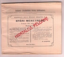1914 Budapesti Helyi ÉrdekÅ± Vasutak Rt. Nyári Menetrend. Bp., 1914, B. H. É. V. Ny.... - Unclassified
