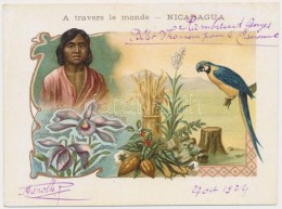 Cca 1880-1900 A Travers Le Monde- Nicaragua, Paris, Korabeli Litho Reklámkártya, 8,5x12cm - Reclame