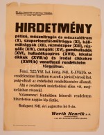 1941 Wert Henrik (1881-1952) Vezérkari FÅ‘nök (1938-1941) 1941 Augusztus 8.-i Hirdetménye, Amely... - Non Classés