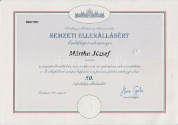 1995 Évfordulós Emléklap Nemzeti Ellenállásban Szerzett... - Non Classés