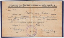 1948 Bp., A Budapesti és Környéki Szekérfuvarozók Testülete által... - Unclassified