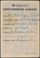 1945 Szörényi Erzsébet (1904-1987) Geológus Személyi Igazolványa - Sin Clasificación