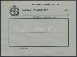 Cca 1940 A Kecskeméti Athlétikai Klub Futballszakosztályának Kitöltetlen... - Non Classés