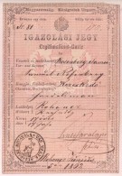 1868 Rohonc, Magyar Királyság által Kiállított Igazolási Jegy, Rajta Vas... - Sin Clasificación