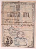 1862 Német és Magyar NyelvÅ± Igazolási Jegy Vas Megye Címerével, Heiligenkreuz... - Non Classés