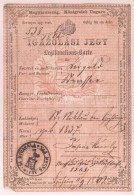 1862 Magyar Királyság által Kiállított Igazolási Jegy, Rajta Vas Megye... - Unclassified