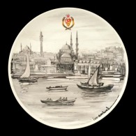 'Istanbul' Fali Tényér, Kézzel Festett, Jelzett, Hibátlan, D: 22 Cm - Other & Unclassified