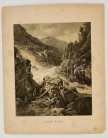 Cca 1880 Norwegische Landschaft, Litho, Feliratozva, 27×21,5 Cm - Stiche & Gravuren