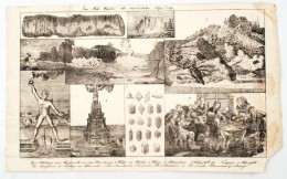 1829 A Világ 9 Csodája Részmetszet / 1829 9 Wonders Of The World Etching 45x28 Cm - Stiche & Gravuren