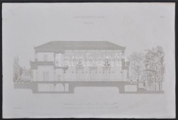 1855 Csehország. A Brünni Casino Keresztmetszeti Rajza. Lithográfia / Czech Republic, Brno: Plan... - Prints & Engravings
