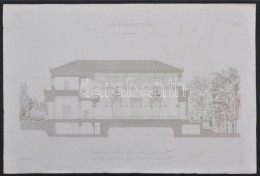 1855 Csehország. A Brünni Casino Keresztmetszeti Rajza. Lithográfia / Czech Republic, Brno: Plan... - Prenten & Gravure