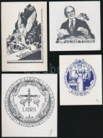 Petry Béla (1902-1996): 4 Db Ex Libris érdekes Témákban, Klisé, Papír,... - Autres & Non Classés