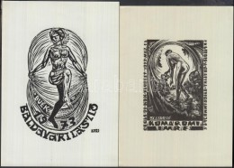 Nagy Lázár László (1935-): 2db Erotikus Ex Libris, Fa és Linó Metszet,... - Otros & Sin Clasificación