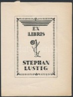 Kozma Lajos (1884-1948): Ex Libris Stephan Lustig. Klisé, Papír, Jelzés Nélkül,... - Altri & Non Classificati