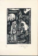 Csiby Mihály (1922-2016): Ex Libris HegedÅ±s Ibolya. Linó, Papír, Jelzett, 9,5×6 Cm - Andere & Zonder Classificatie