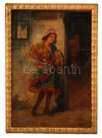 Olvashatatlan Jelzéssel: Lány. Olaj, Farost, Keretben, 23×34 Cm - Andere & Zonder Classificatie