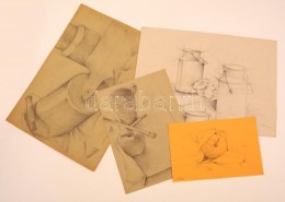 Kun Jelzéssel: Vázlatok (4 Db). Ceruza, Papír, 16×24-29×41cm - Andere & Zonder Classificatie