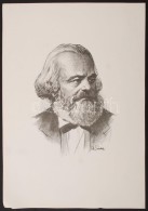 Ék Sándor (1902-1975): Marx. Lithográfia (kÅ‘nyomat). Jelzett, Képméret 32x38 Cm - Other & Unclassified