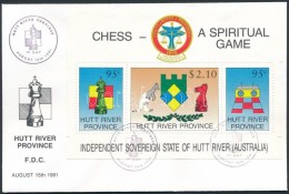 Hutt River Province 1991 Sakk Blokk FDC-n, A Kenguru Félig Fehér - Sonstige & Ohne Zuordnung