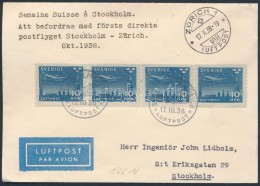 1938 ElsÅ‘ Repülés Levél Stockholm - Zürich - Andere & Zonder Classificatie