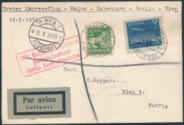 1930 ElsÅ‘ Repülés Levél Malmö - Koppenhága - Berlin - Wien - Autres & Non Classés