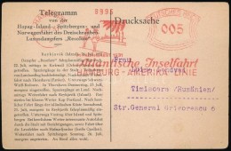 1931 Hamburg - Amerika Linie Képeslap Romániába Küldve - Sonstige & Ohne Zuordnung