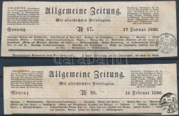 1836 2 Db  Allgemeine Zeitung Augsburgi újság Kivágás 2-K Osztrák Hírlap... - Other & Unclassified
