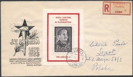 1953 Sztálin-gyászblokk Ajánlott Alkalmi Levélen Lengyelországba - Other & Unclassified
